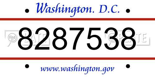 8287538 District Of Columbia License Plate