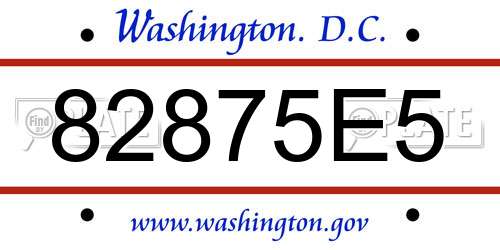 82875E5 District Of Columbia License Plate