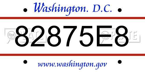 82875E8 District Of Columbia License Plate
