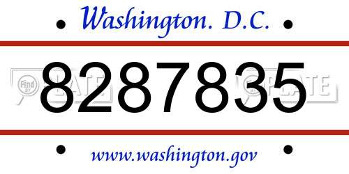 8287835 District Of Columbia License Plate