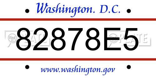 82878E5 District Of Columbia License Plate