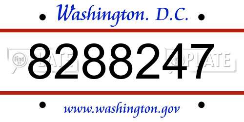 8288247 District Of Columbia License Plate