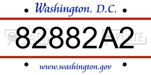82882A2 District Of Columbia License Plate