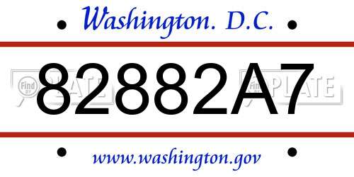 82882A7 District Of Columbia License Plate