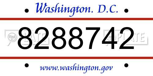 8288742 District Of Columbia License Plate