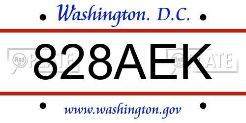 828AEK District Of Columbia License Plate