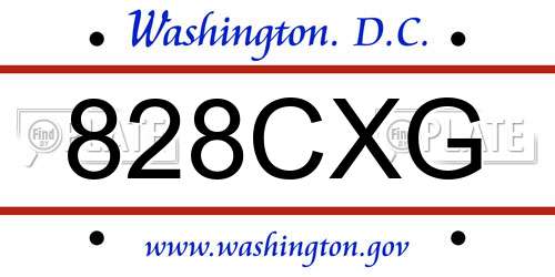828CXG District Of Columbia License Plate