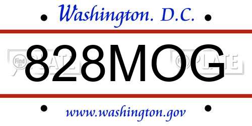 828MOG District Of Columbia License Plate