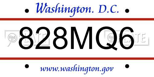 828MQ6 District Of Columbia License Plate