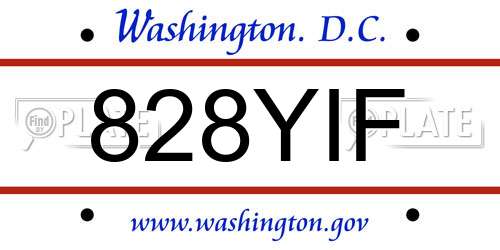 828YIF District Of Columbia License Plate
