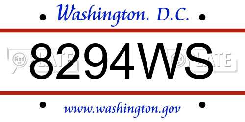 8294WS District Of Columbia License Plate