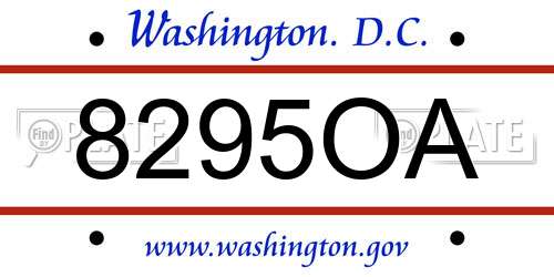 8295OA District Of Columbia License Plate