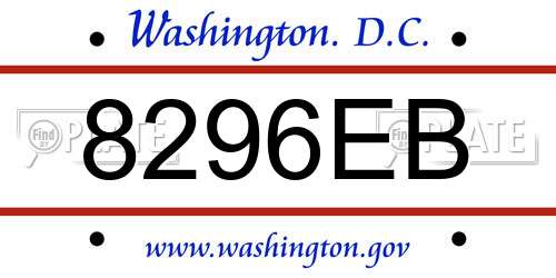 8296EB District Of Columbia License Plate