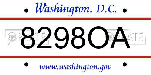 8298OA District Of Columbia License Plate
