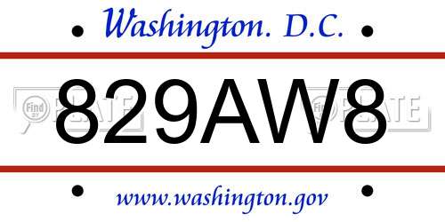 829AW8 District Of Columbia License Plate