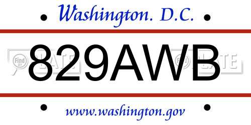 829AWB District Of Columbia License Plate