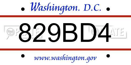 829BD4 District Of Columbia License Plate