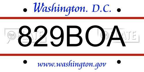 829BOA District Of Columbia License Plate