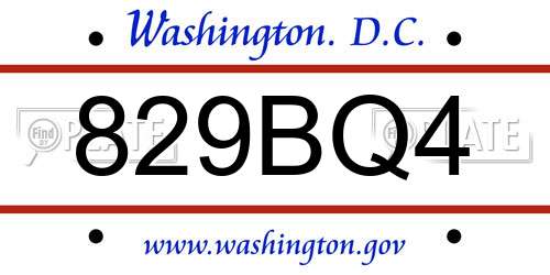 829BQ4 District Of Columbia License Plate