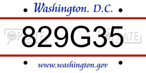 829G35 District Of Columbia License Plate