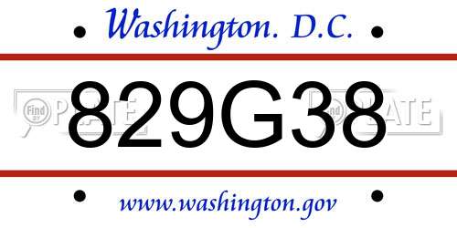 829G38 District Of Columbia License Plate