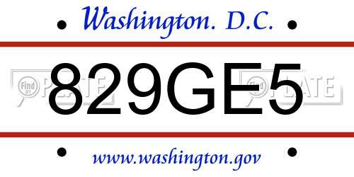 829GE5 District Of Columbia License Plate