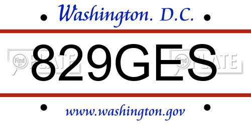 829GES District Of Columbia License Plate