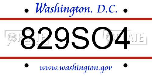 829SO4 District Of Columbia License Plate