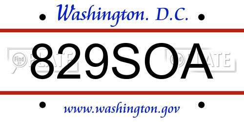 829SOA District Of Columbia License Plate