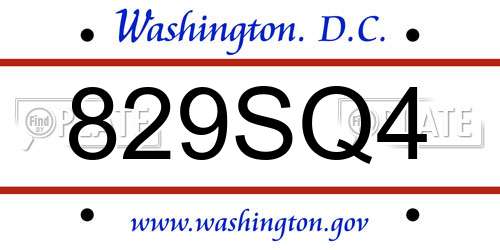 829SQ4 District Of Columbia License Plate