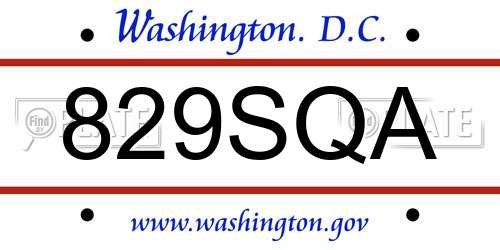 829SQA District Of Columbia License Plate