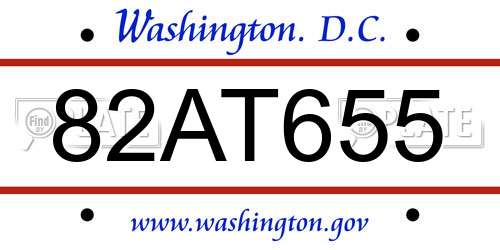 82AT655 District Of Columbia License Plate