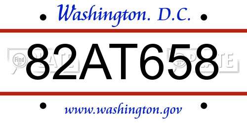 82AT658 District Of Columbia License Plate