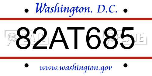 82AT685 District Of Columbia License Plate