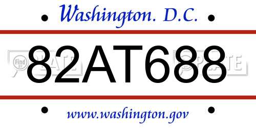 82AT688 District Of Columbia License Plate