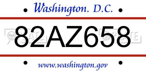 82AZ658 District Of Columbia License Plate