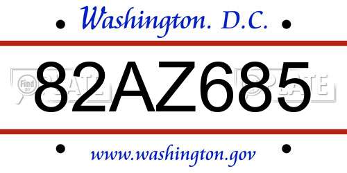 82AZ685 District Of Columbia License Plate