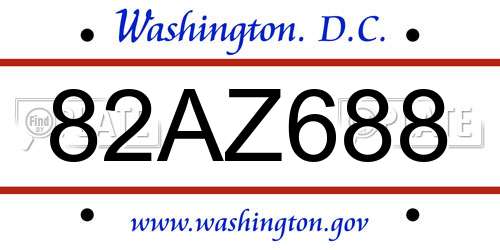 82AZ688 District Of Columbia License Plate