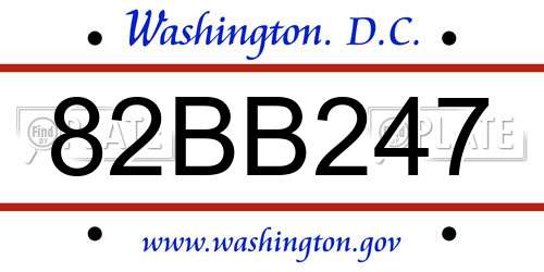 82BB247 District Of Columbia License Plate