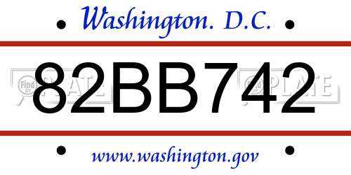 82BB742 District Of Columbia License Plate