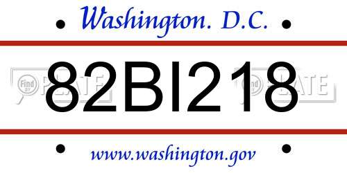 82BI218 District Of Columbia License Plate