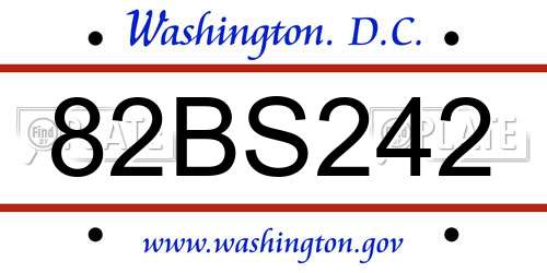 82BS242 District Of Columbia License Plate
