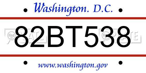 82BT538 District Of Columbia License Plate