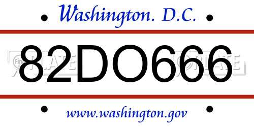 82DO666 District Of Columbia License Plate