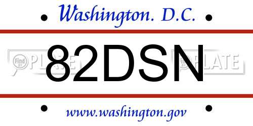 82DSN District Of Columbia License Plate