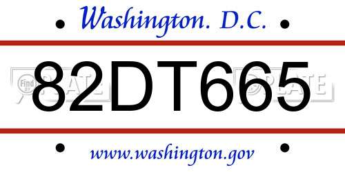 82DT665 District Of Columbia License Plate