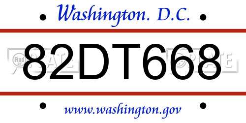 82DT668 District Of Columbia License Plate