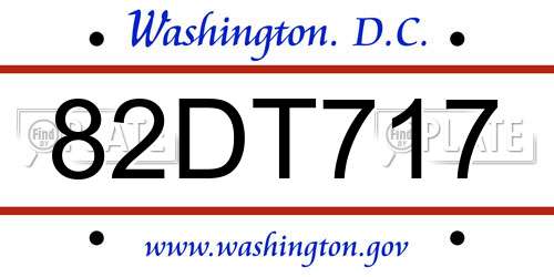 82DT717 District Of Columbia License Plate