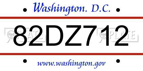 82DZ712 District Of Columbia License Plate