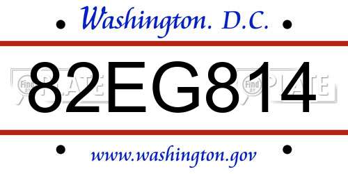82EG814 District Of Columbia License Plate